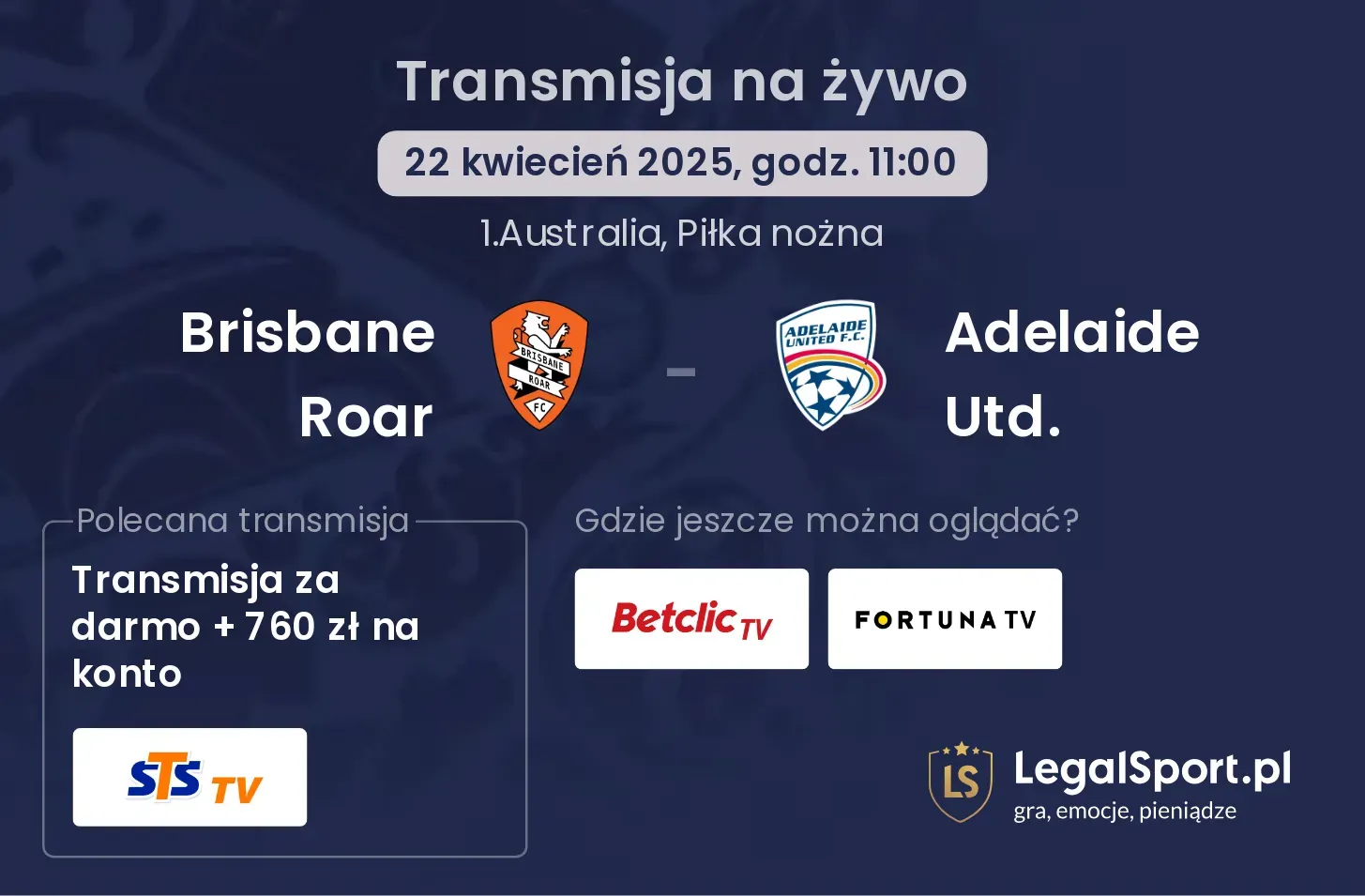 Brisbane Roar - Adelaide Utd. gdzie oglądać?