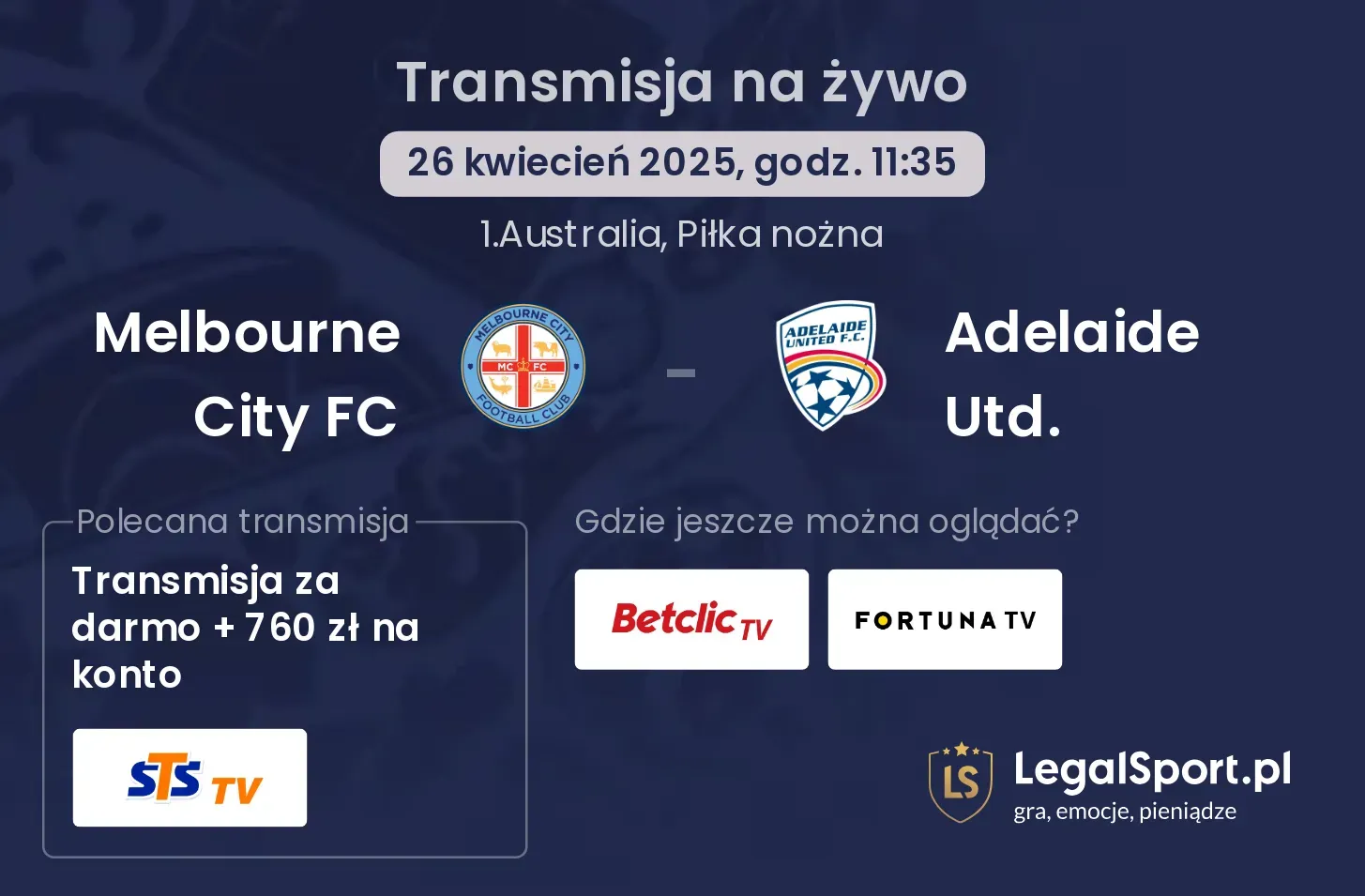 Melbourne City FC - Adelaide Utd. gdzie oglądać?