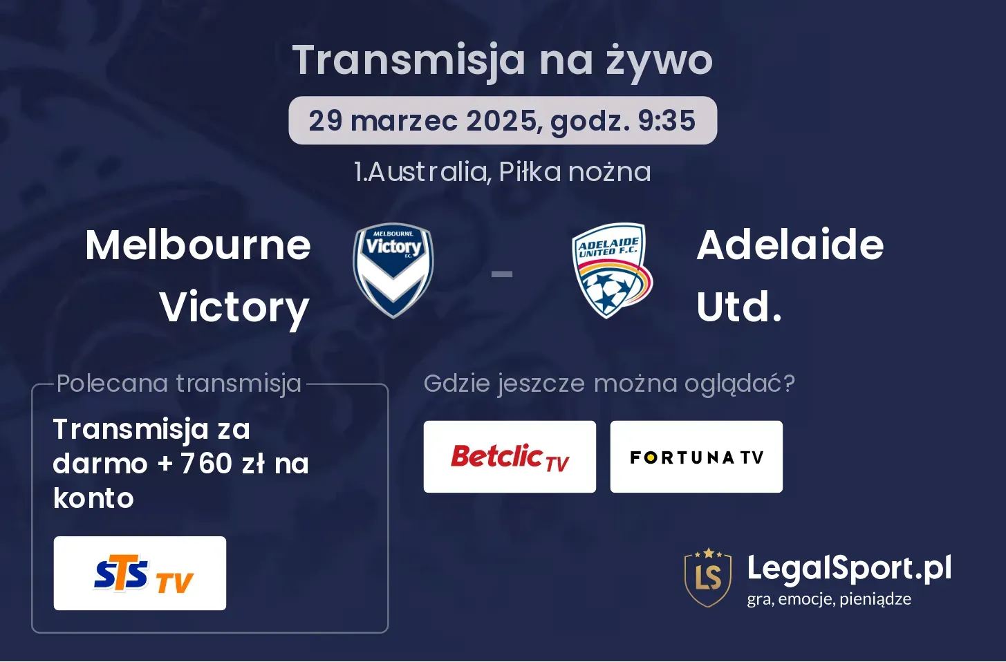 Melbourne Victory - Adelaide Utd. gdzie oglądać transmisję?