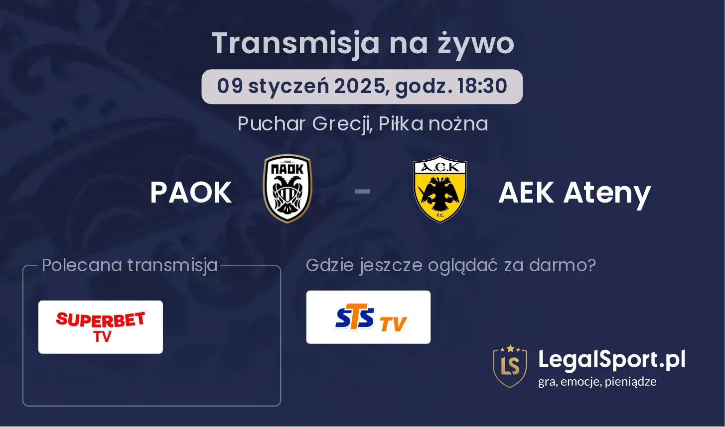 PAOK - AEK Ateny gdzie oglądać?