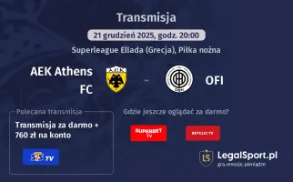 AEK Athens FC - OFI gdzie oglądać? (21.12)