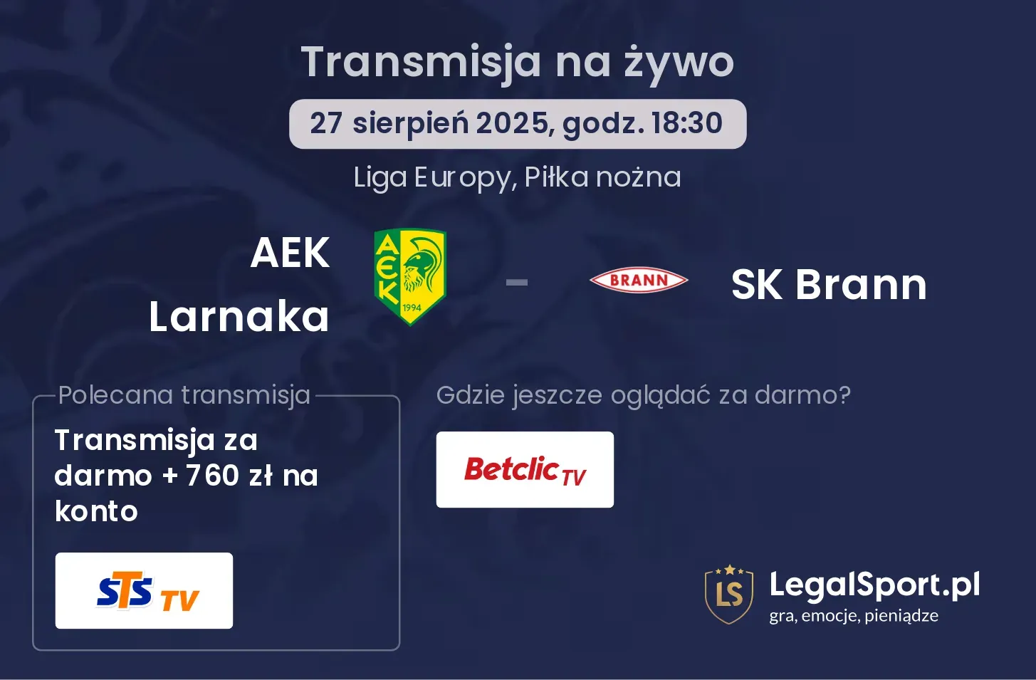 AEK Larnaka - SK Brann transmisja na żywo