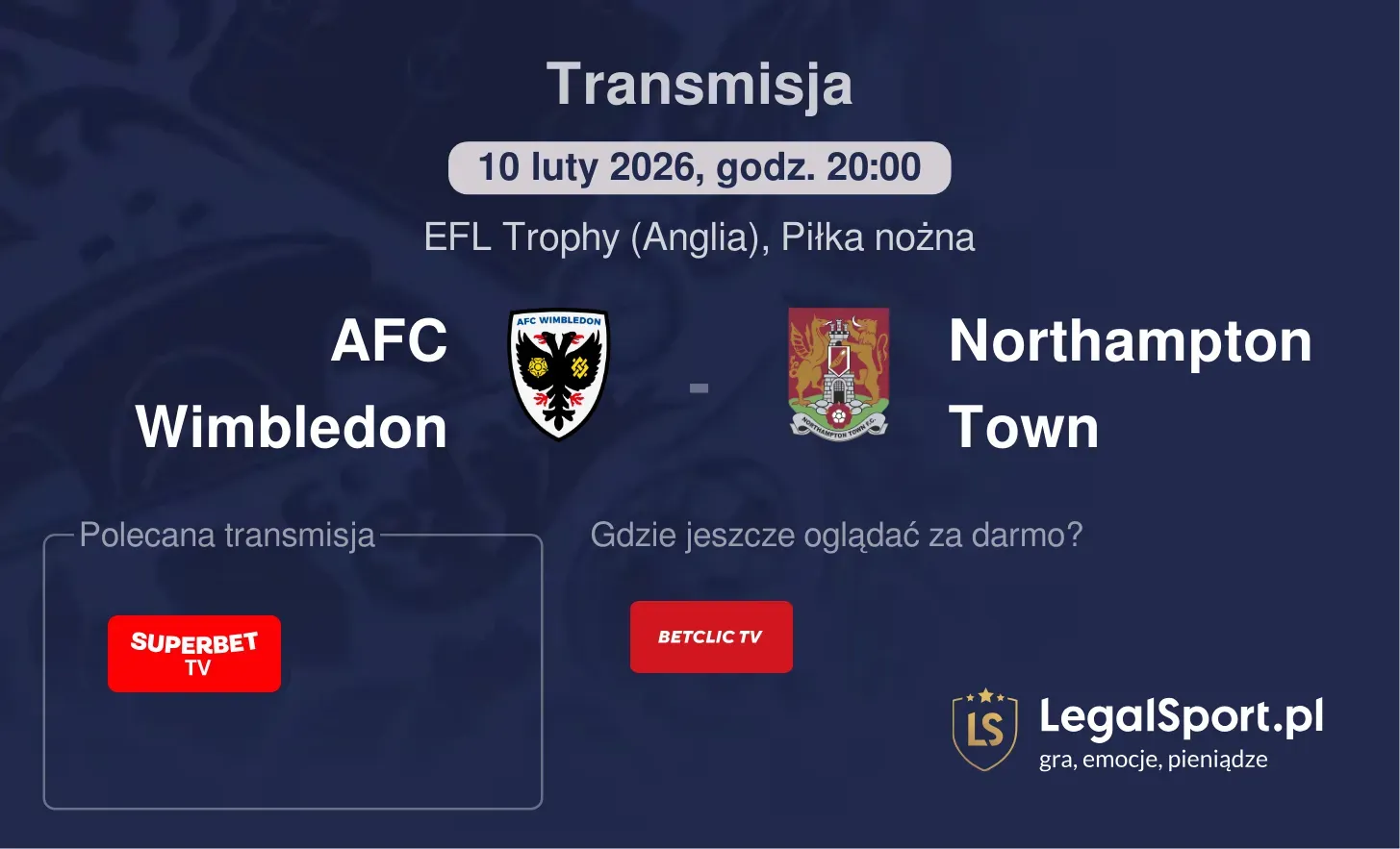 AFC Wimbledon - Northampton Town Transmisje