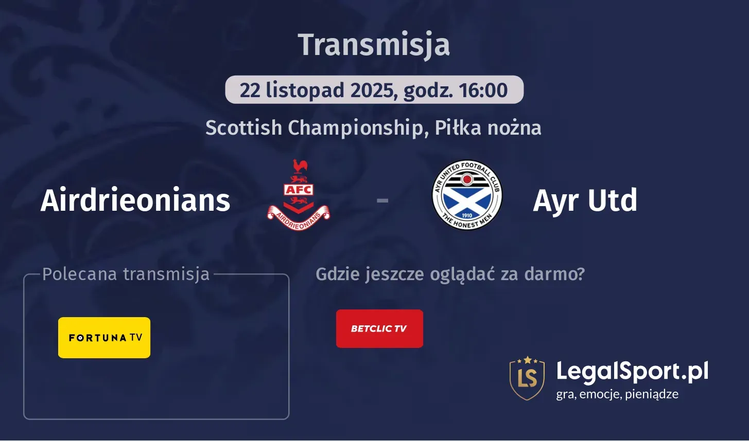 Airdrieonians - Ayr Utd Transmisje