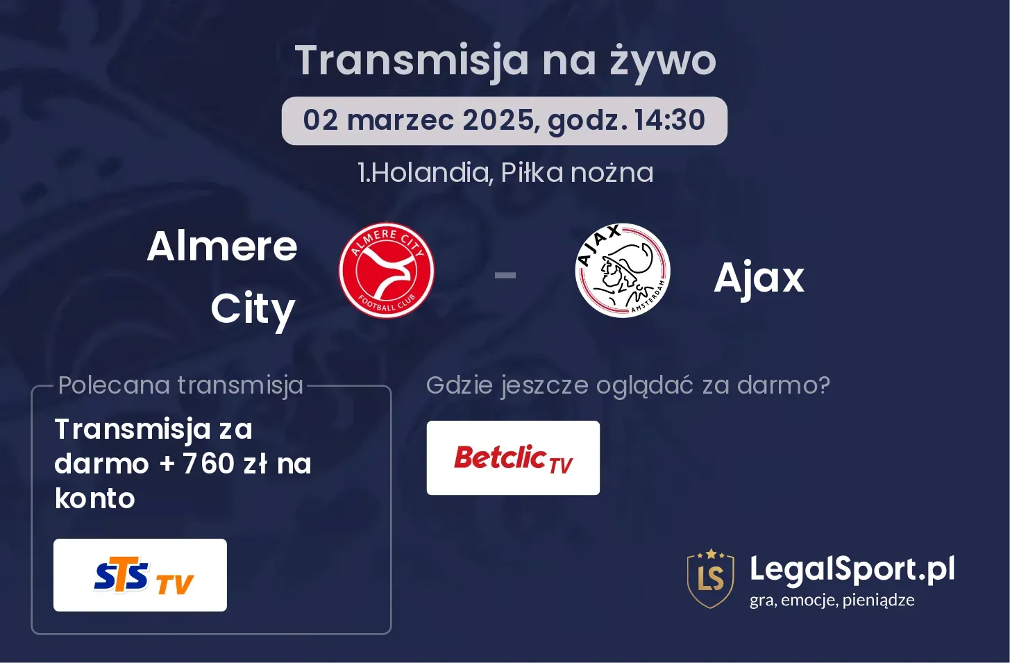 Almere City - Ajax gdzie oglądać?