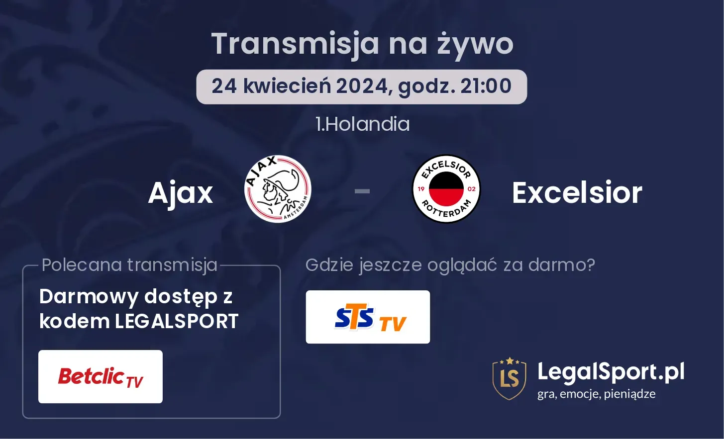Ajax - Excelsior transmisja na żywo