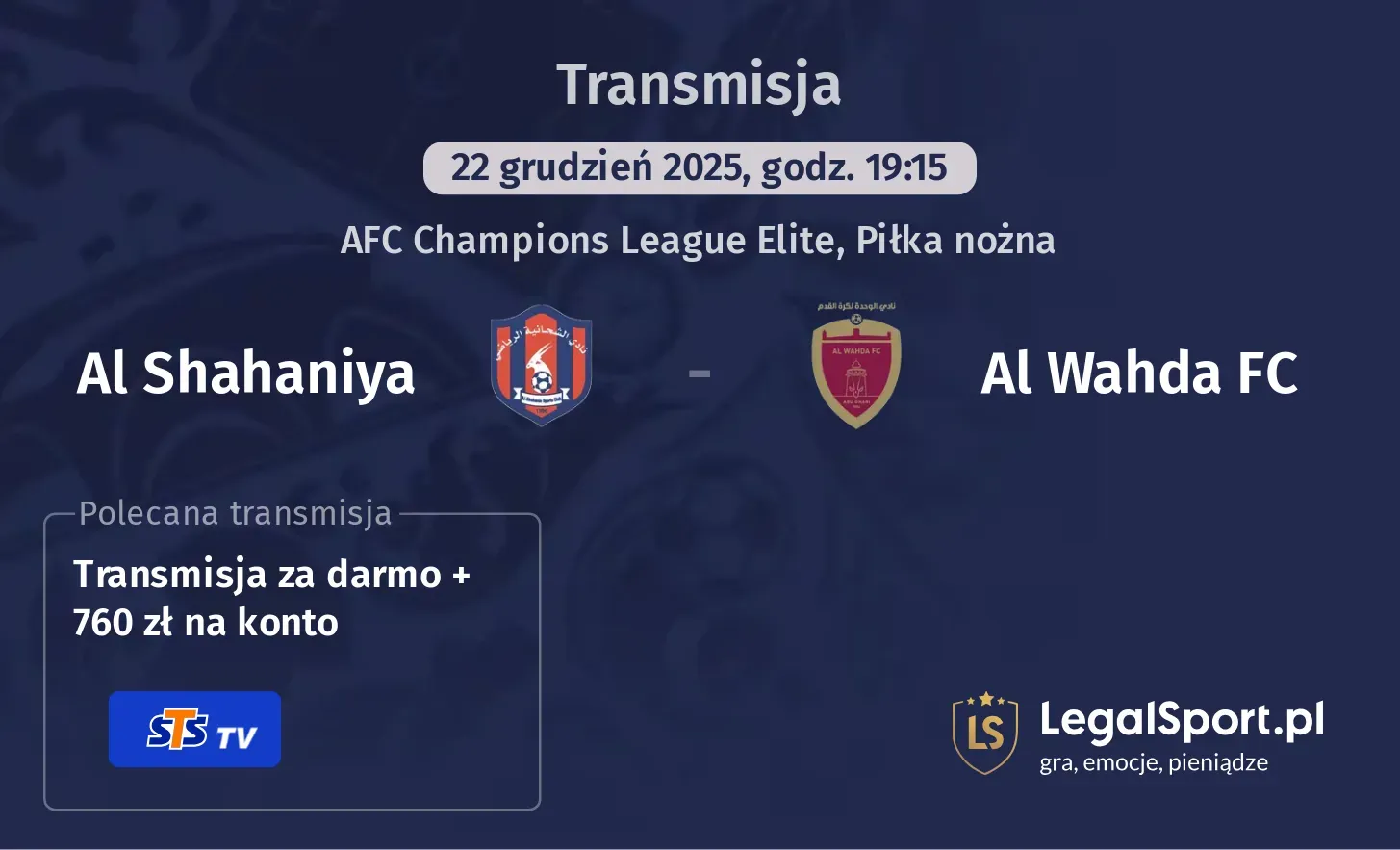 Al Shahaniya - Al Wahda FC Transmisje
