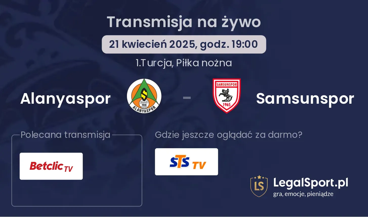 Alanyaspor - Samsunspor transmisja na żywo