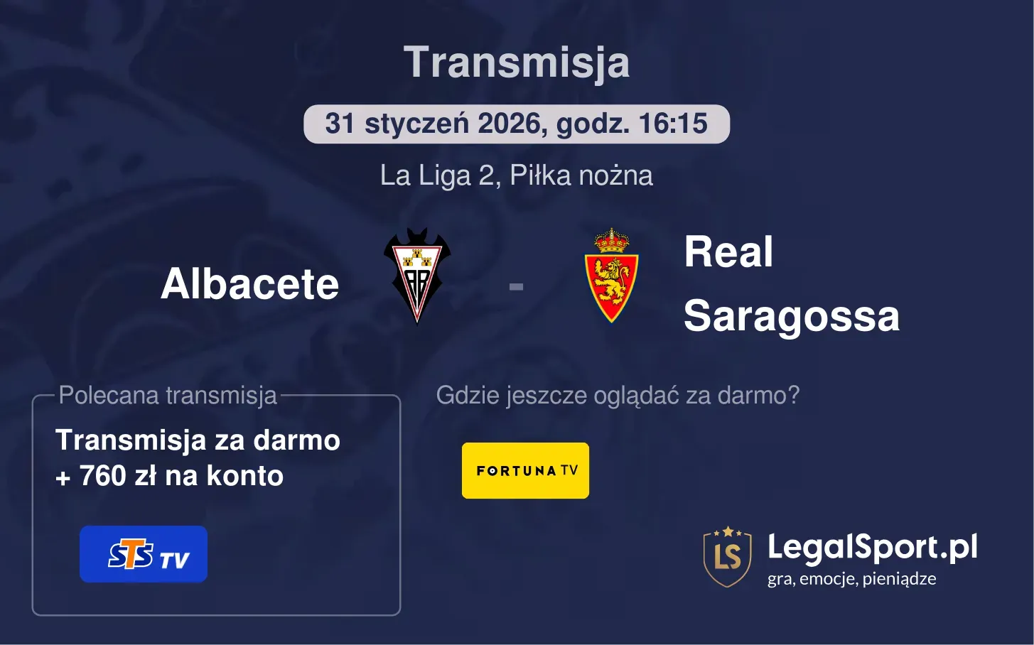 Albacete - Real Saragossa Transmisje