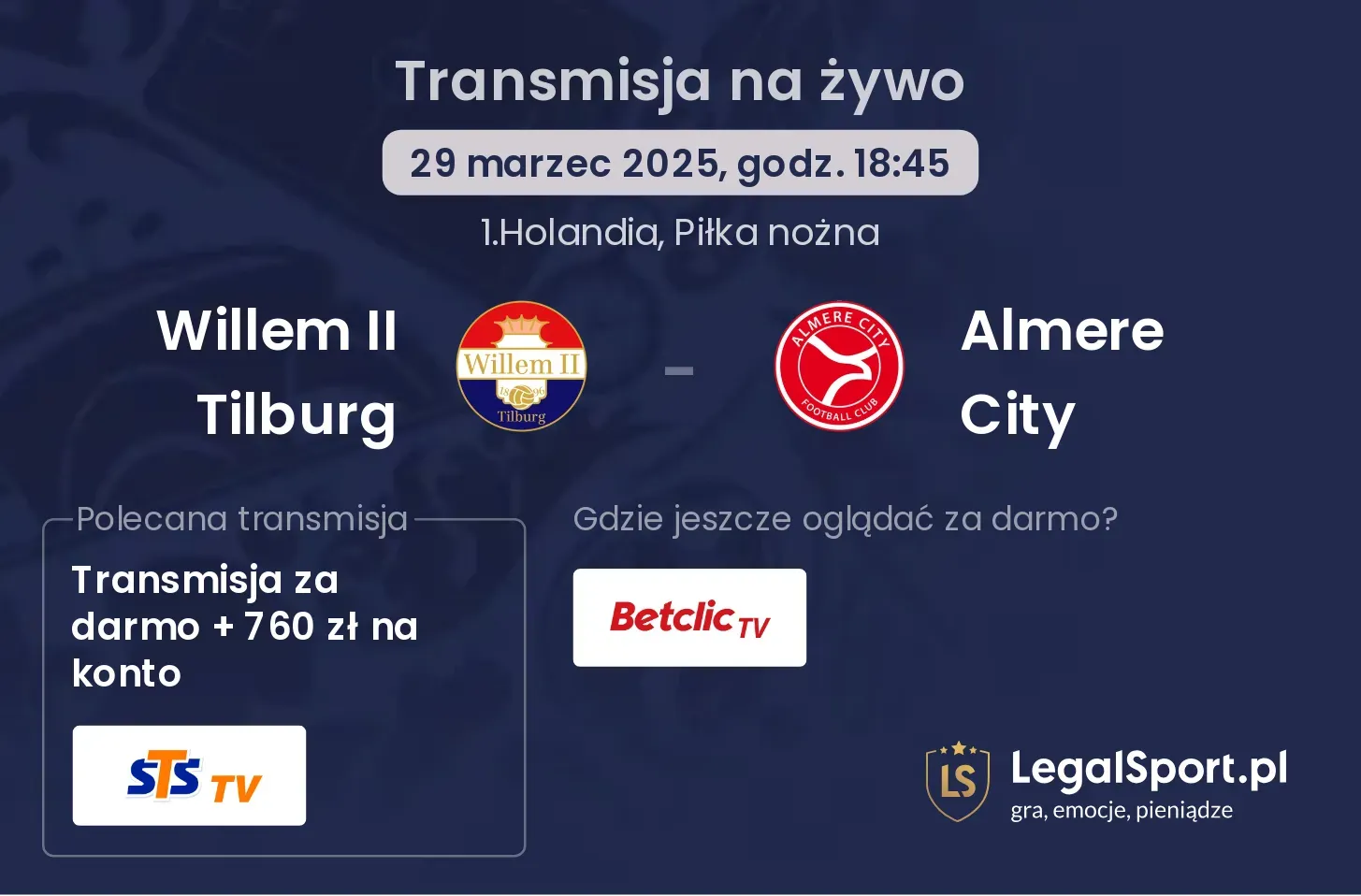 Willem II Tilburg - Almere City gdzie oglądać transmisję?