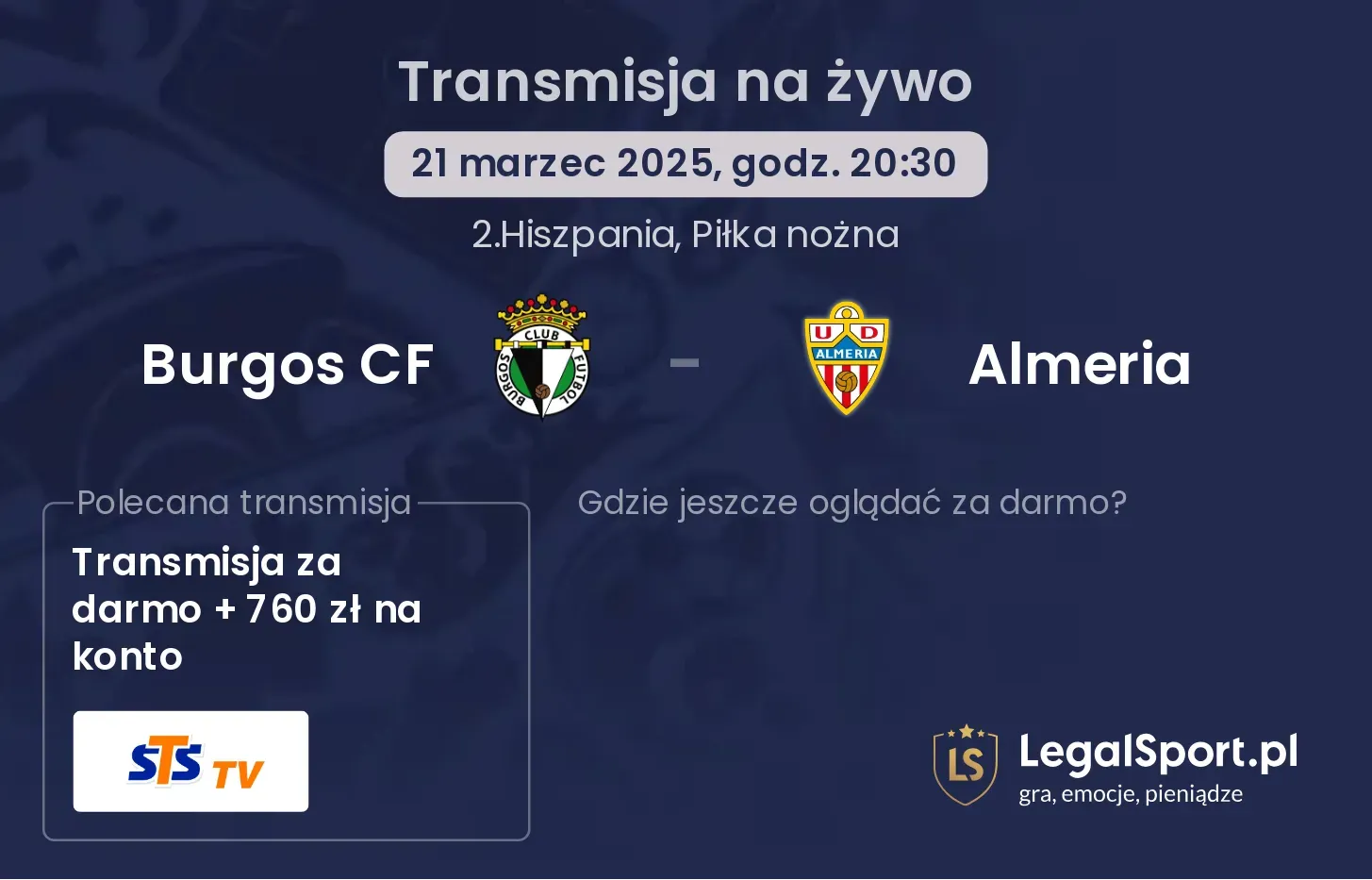 Burgos CF - Almeria gdzie oglądać transmisję?