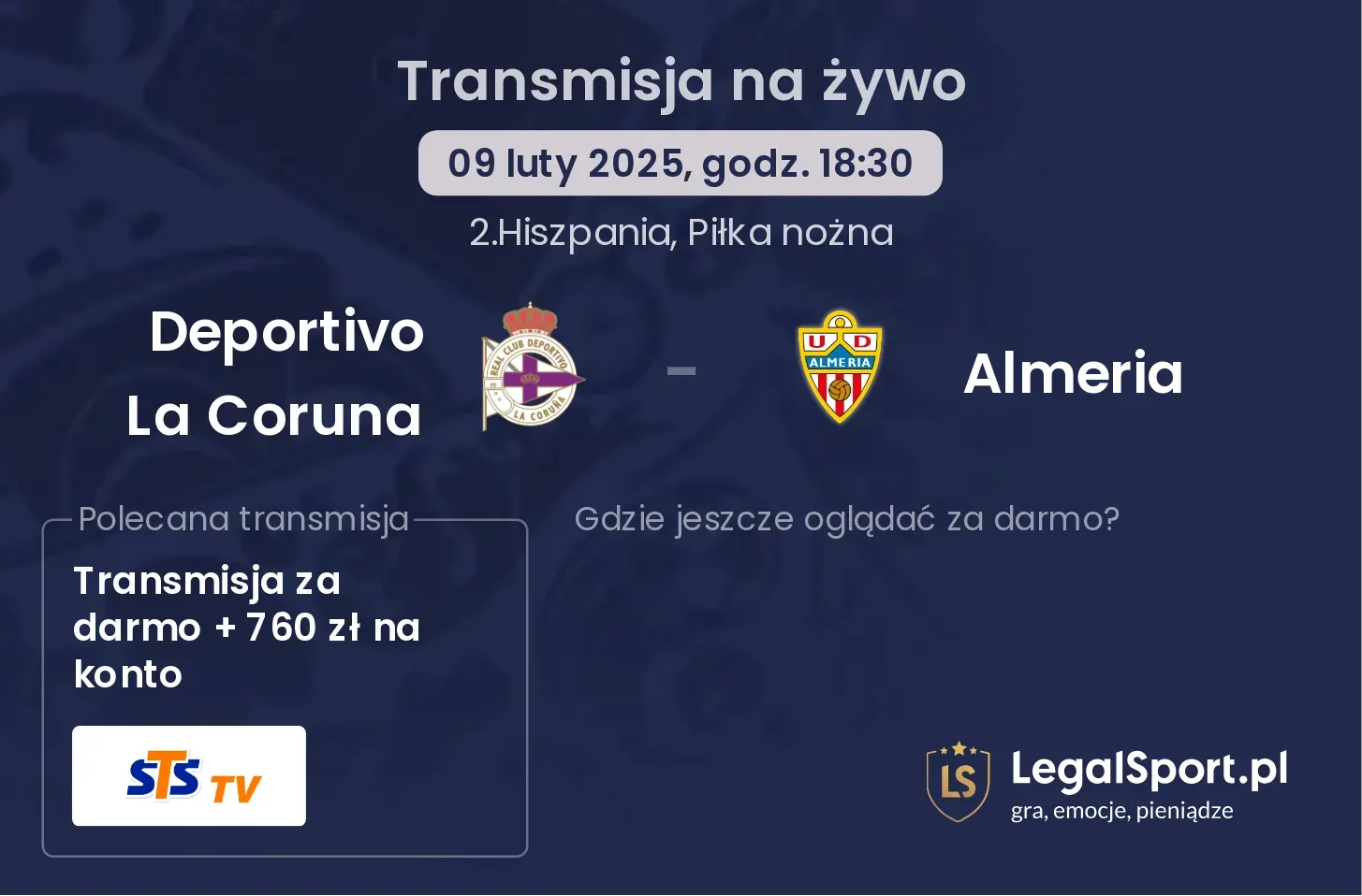 Deportivo La Coruna - Almeria gdzie oglądać transmisję?