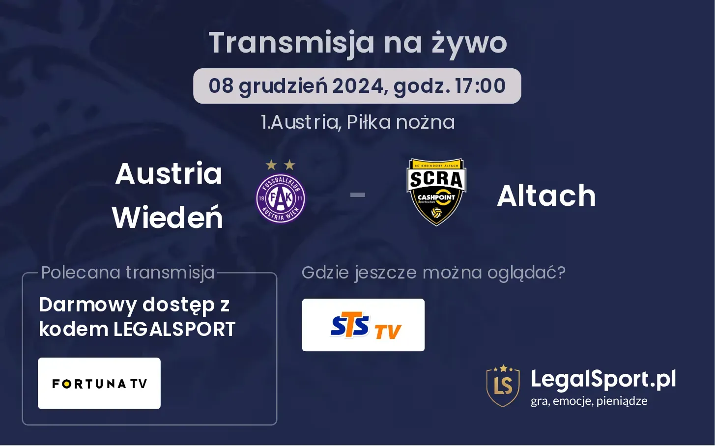 Austria Wiedeń - Altach gdzie oglądać?