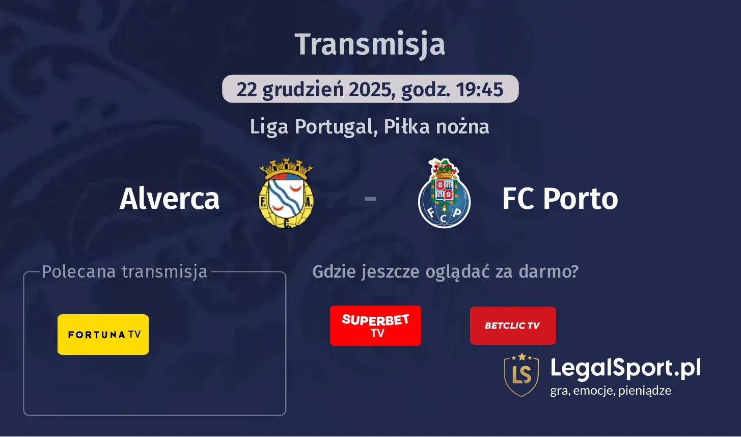 Alverca - FC Porto Transmisje