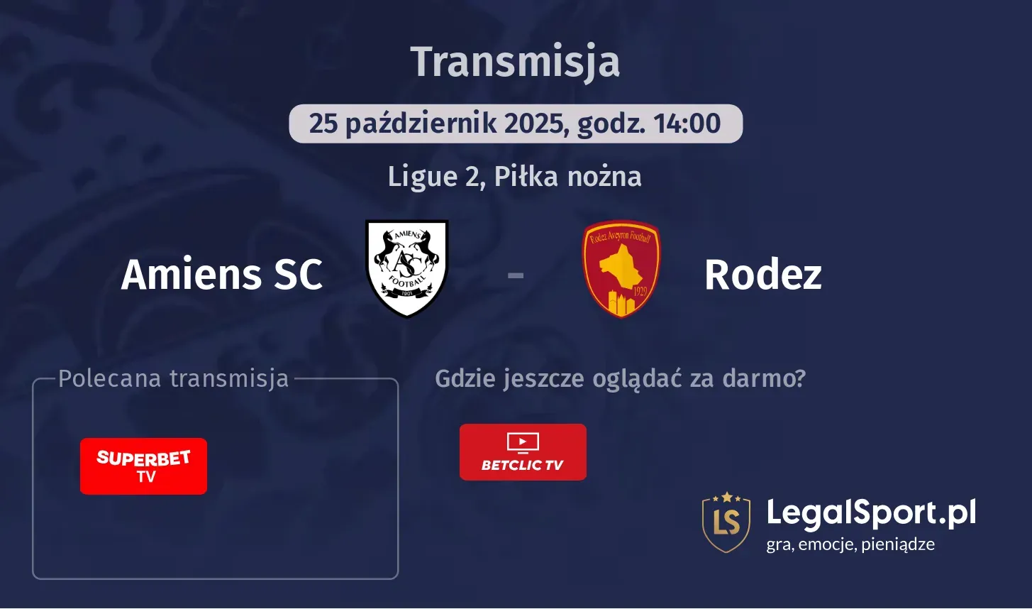 Amiens SC - Rodez Transmisje