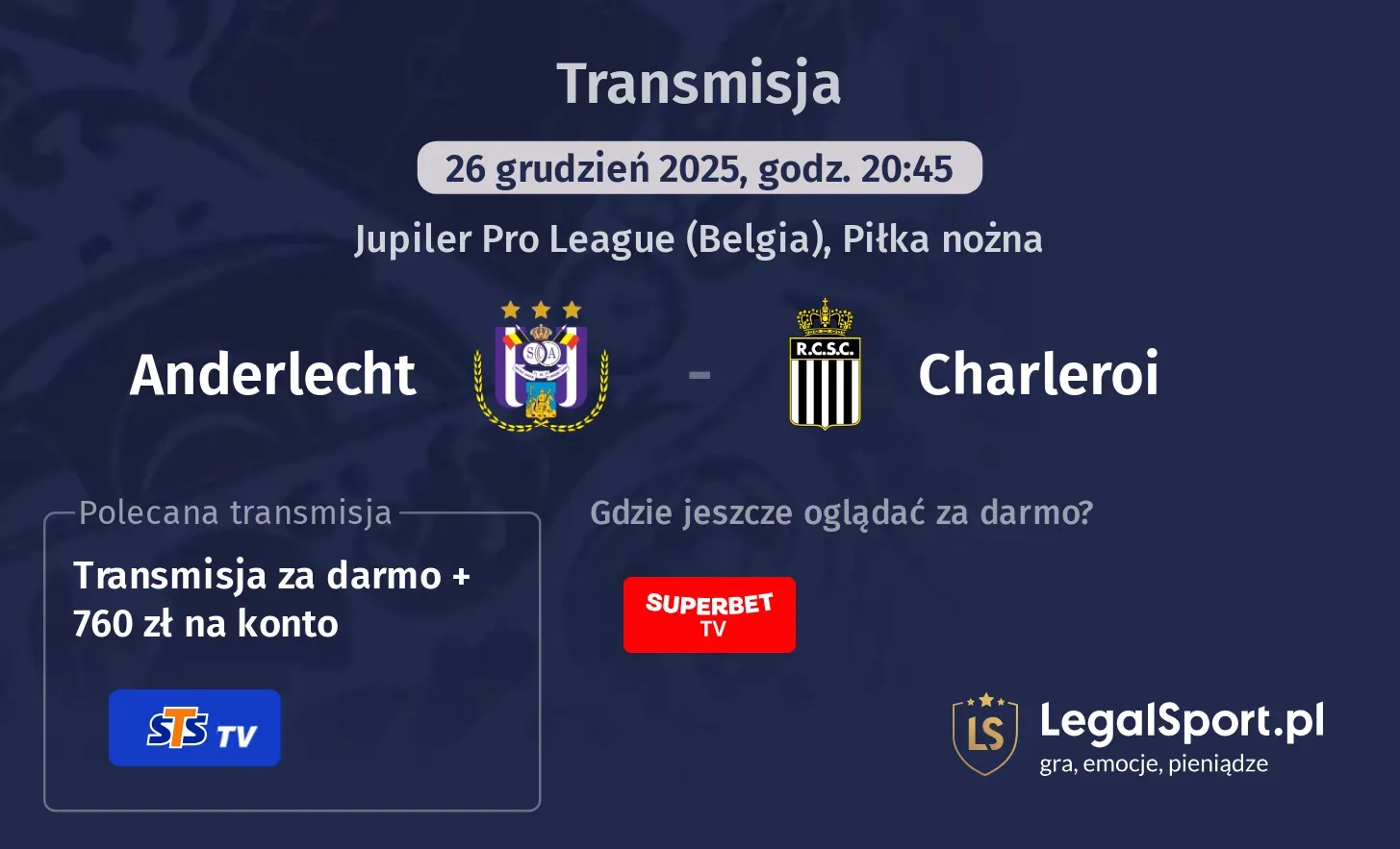 Anderlecht - Charleroi Transmisje