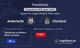 Anderlecht - Charleroi gdzie oglądać? (26.12)