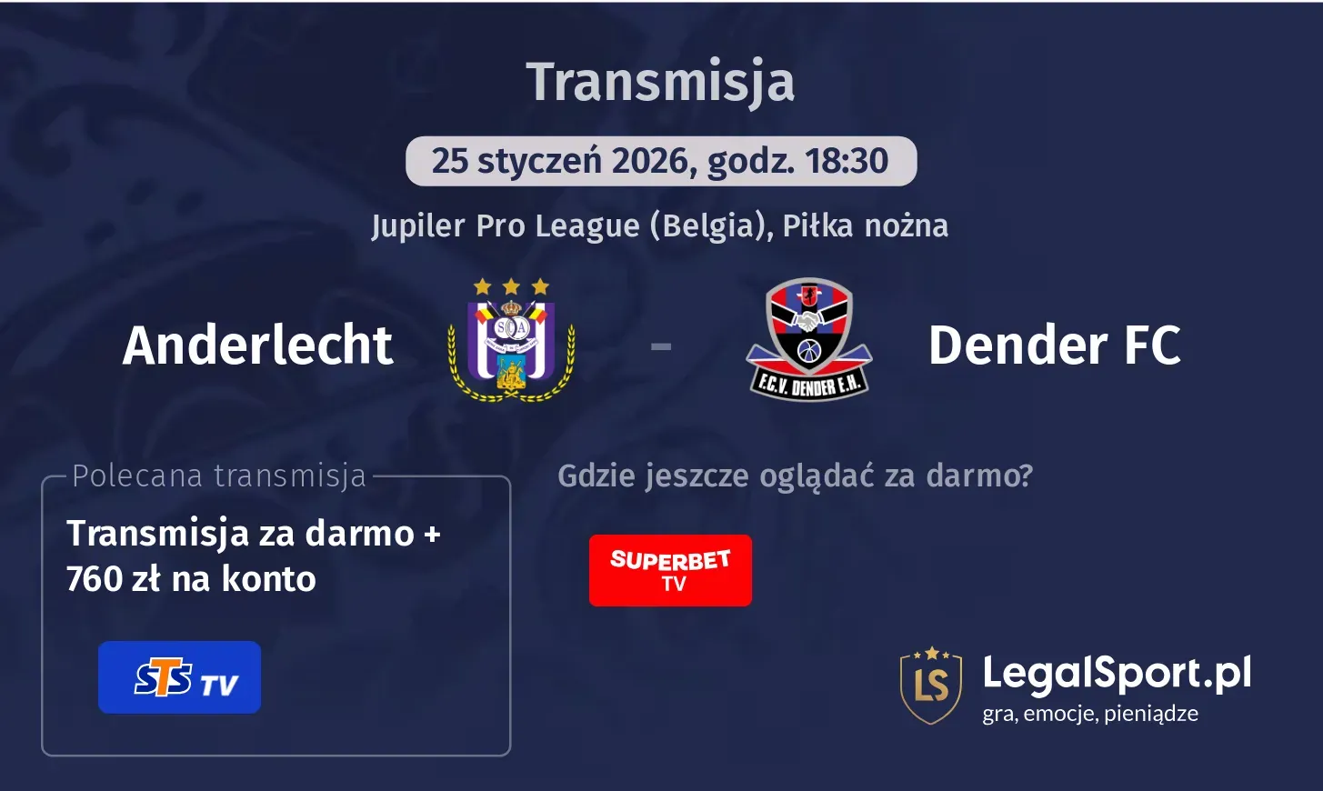 Anderlecht - Dender FC Transmisje