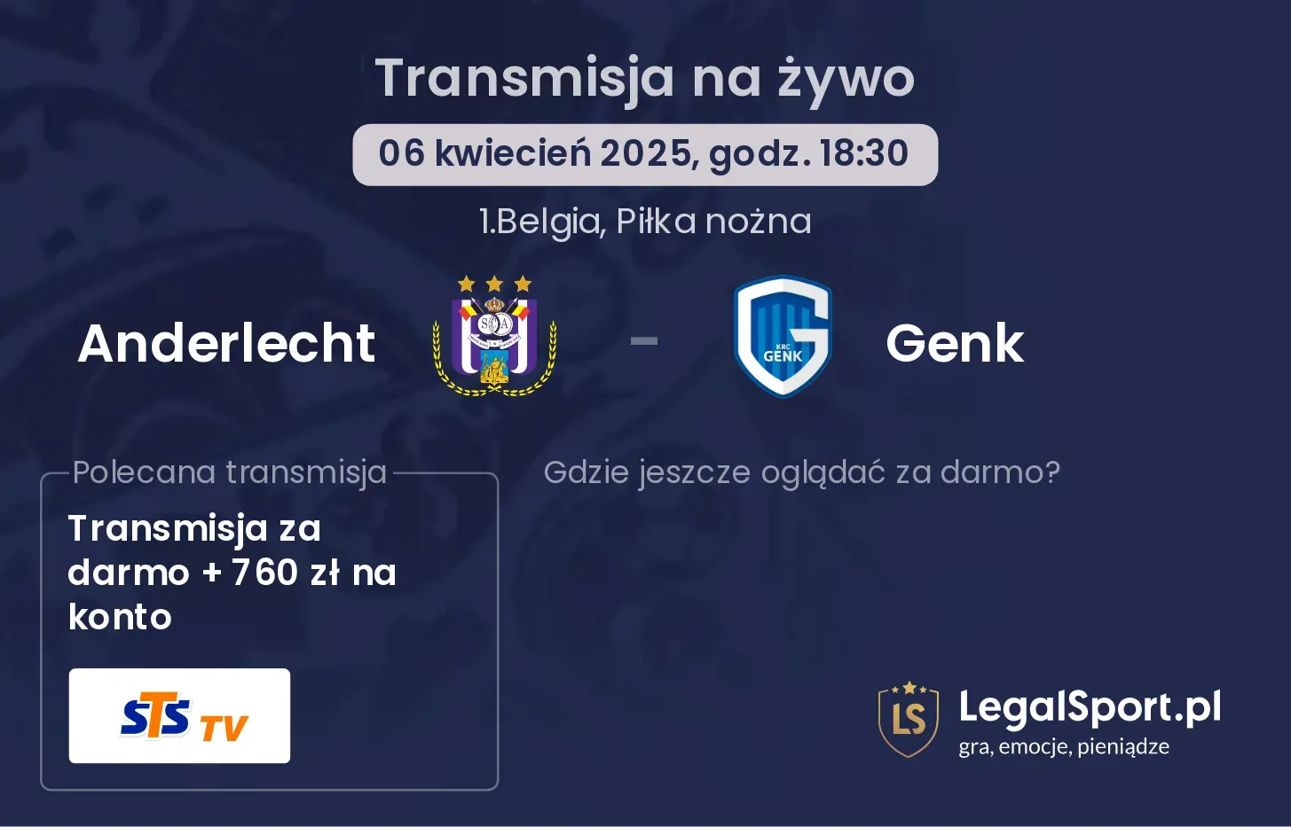 Anderlecht - Genk gdzie oglądać?