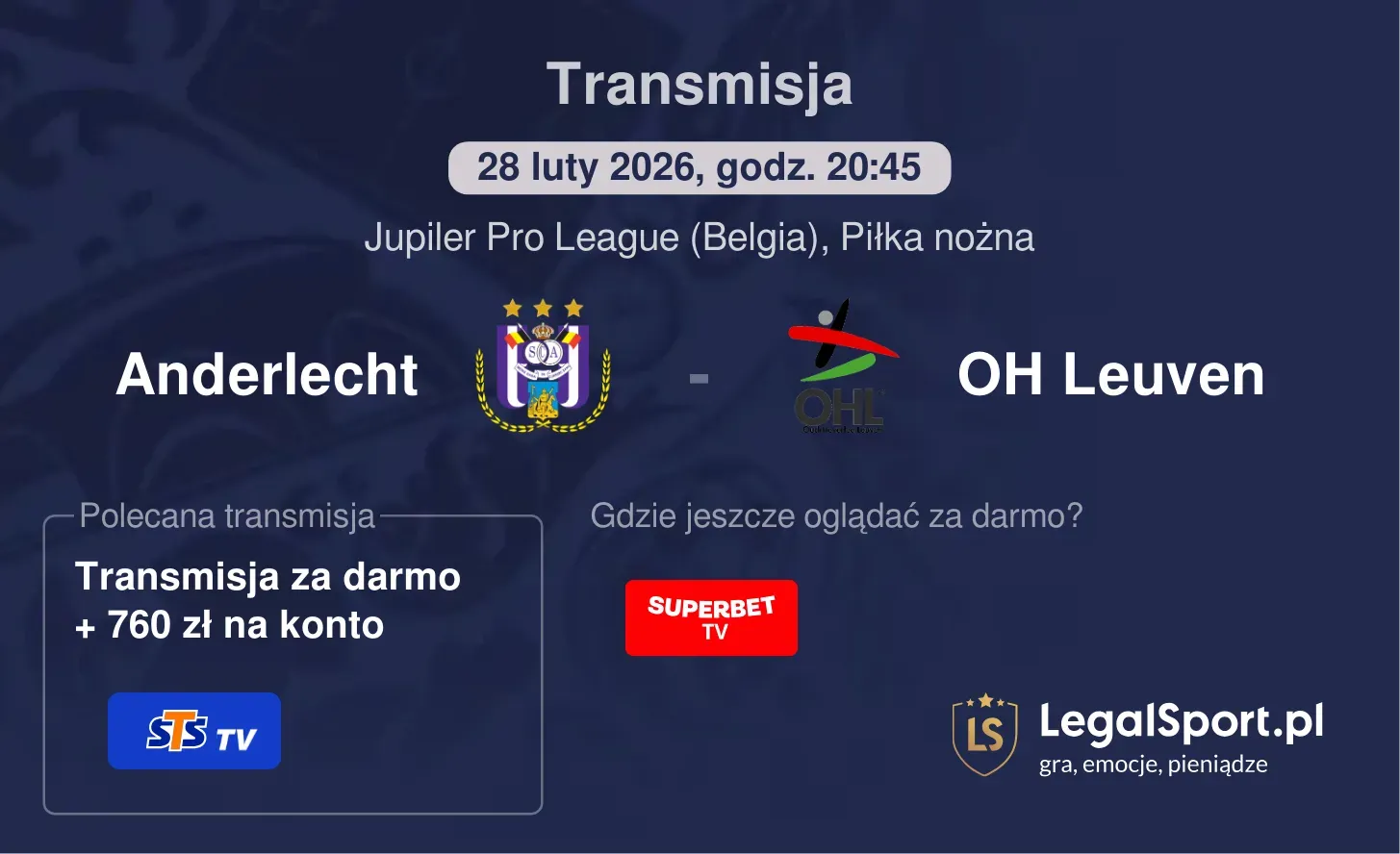 Anderlecht - OH Leuven Transmisje