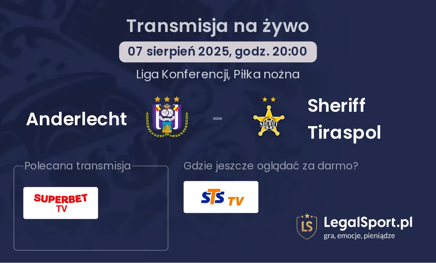 Anderlecht - Sheriff Tiraspol gdzie oglądać?
