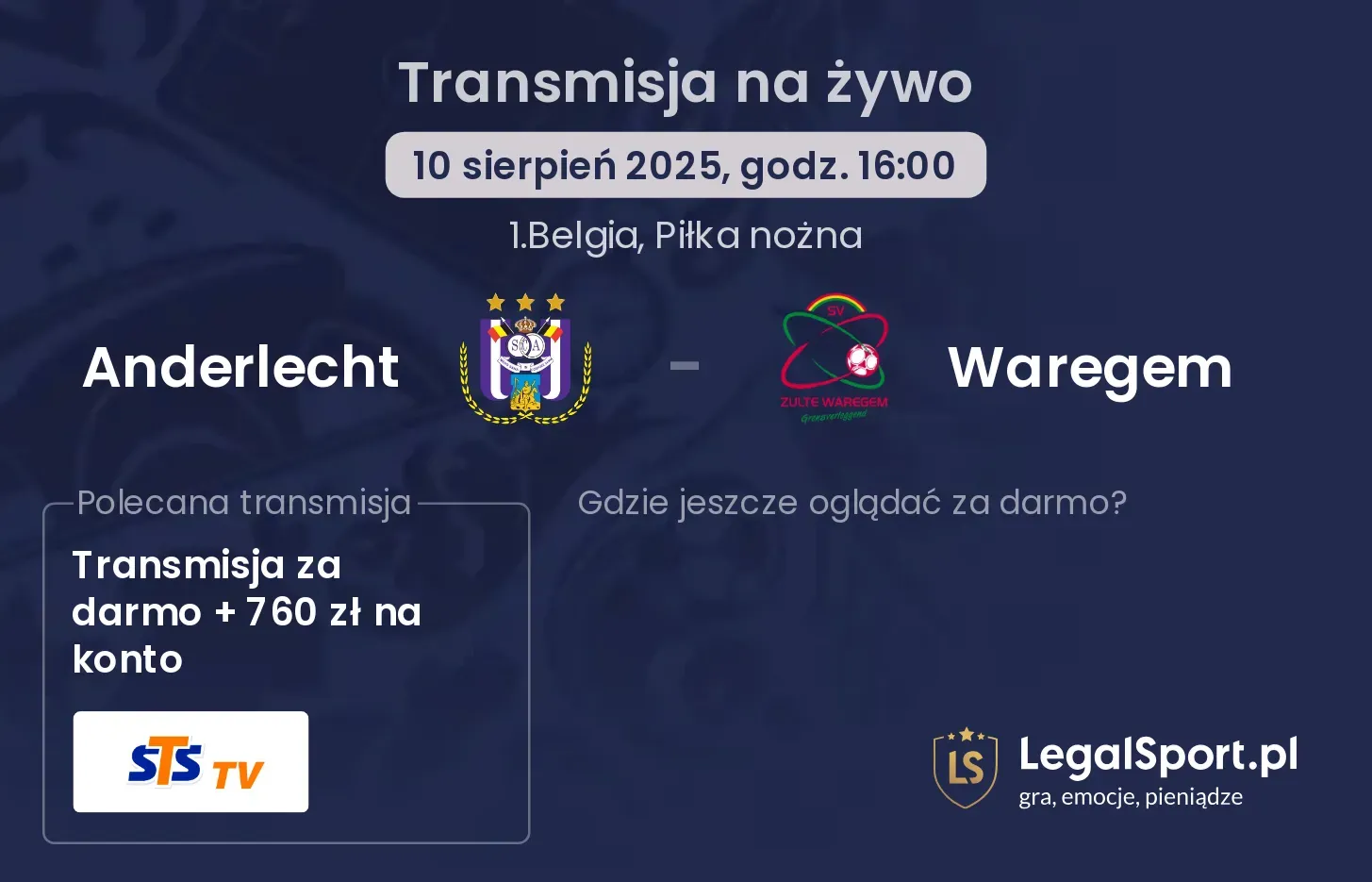 Anderlecht - Waregem gdzie oglądać?