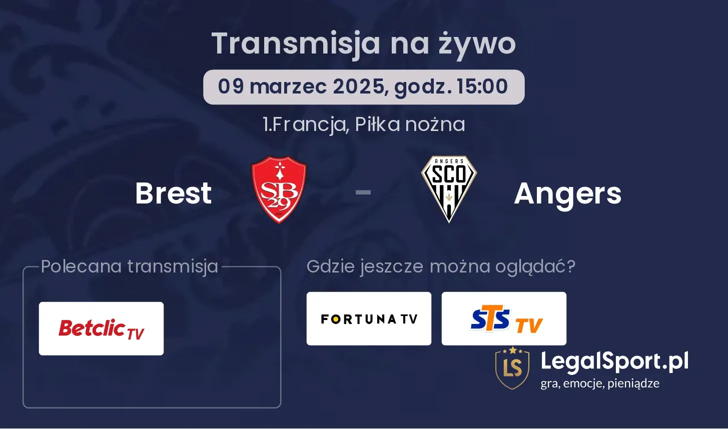 Brest - Angers gdzie oglądać?