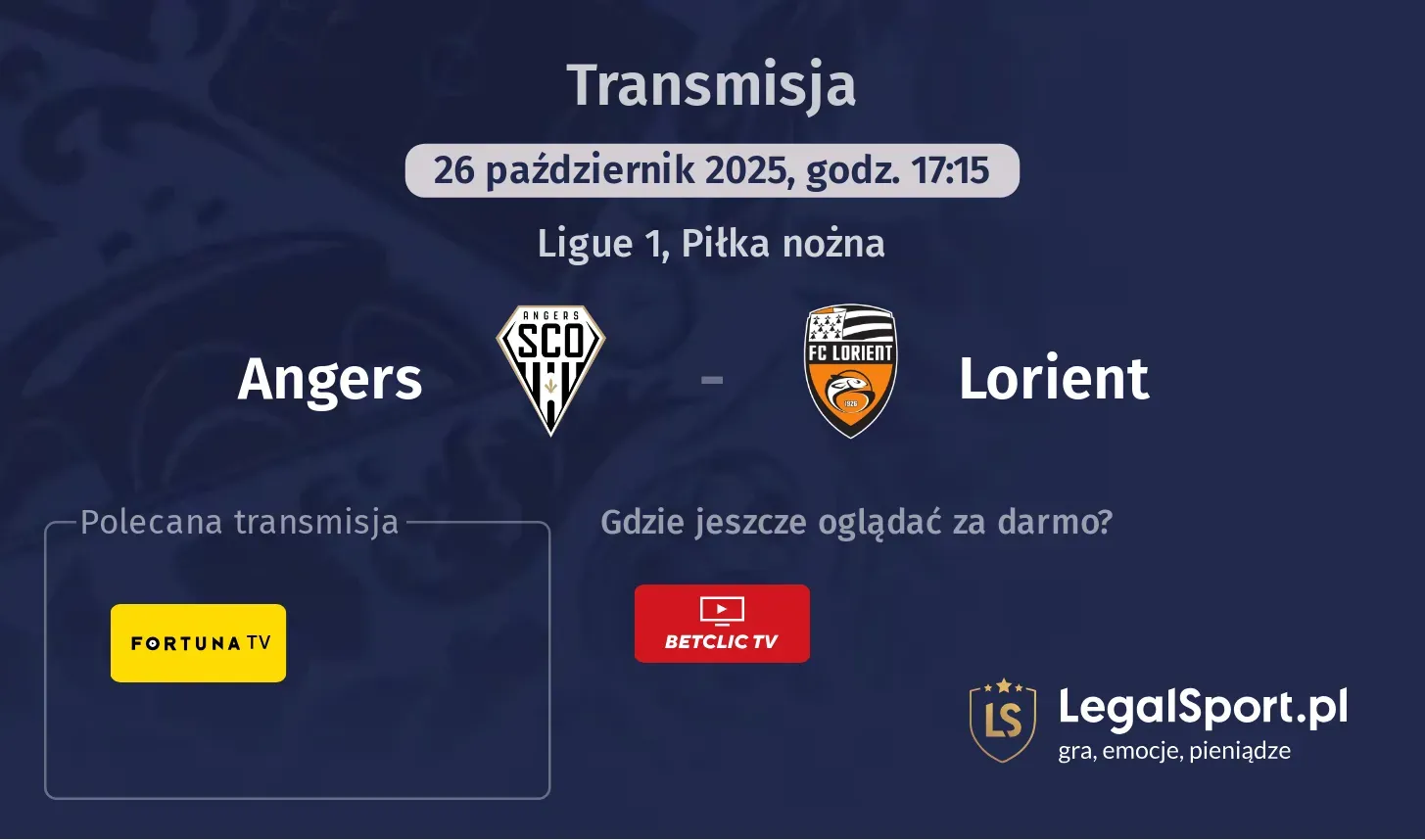 Angers - Lorient Transmisje