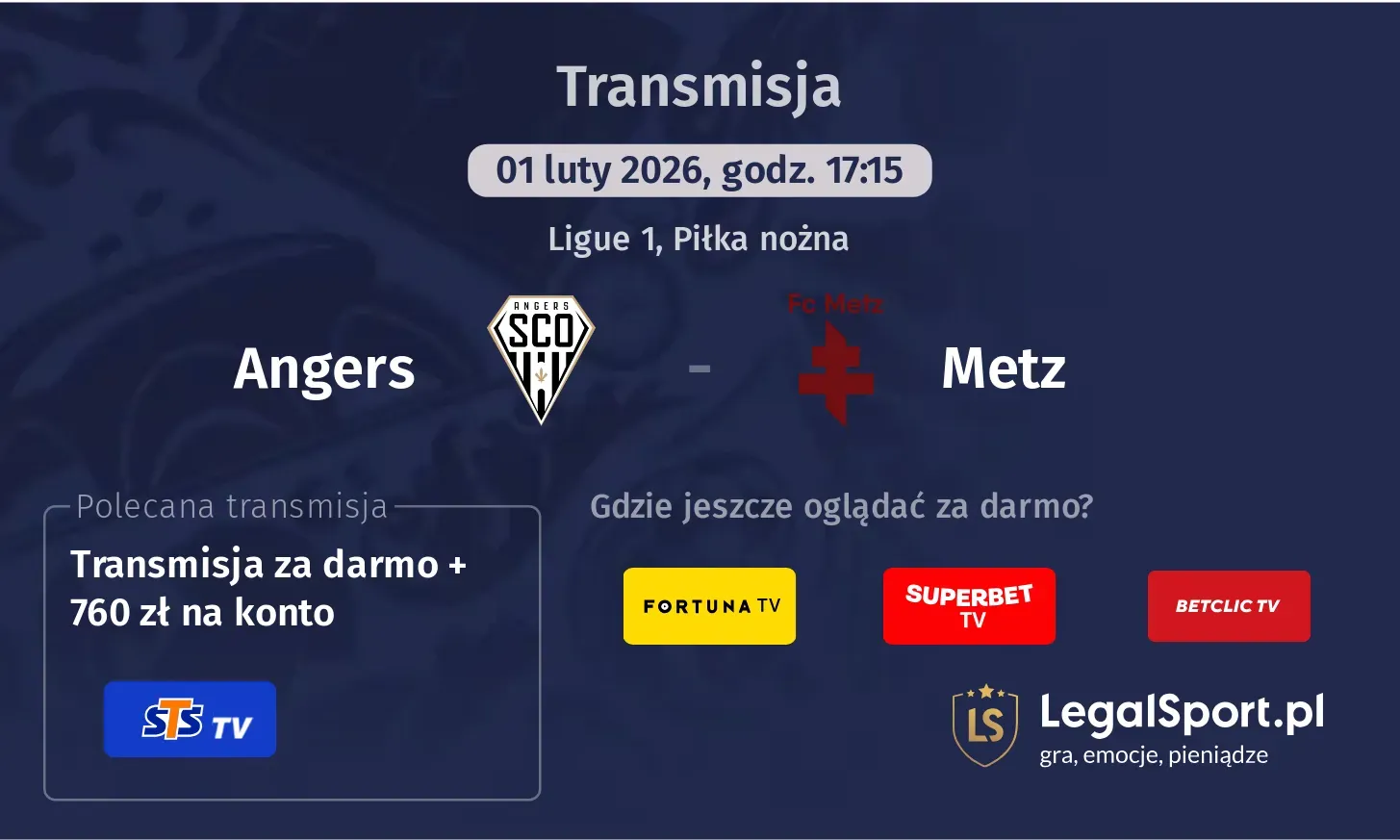 Angers - Metz Transmisje