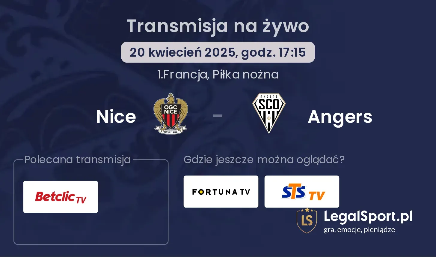 Nice - Angers gdzie oglądać?