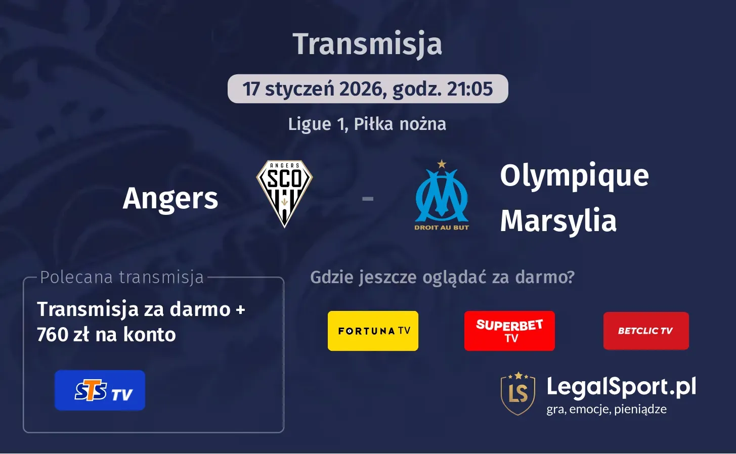 Angers - Olympique Marsylia Transmisje