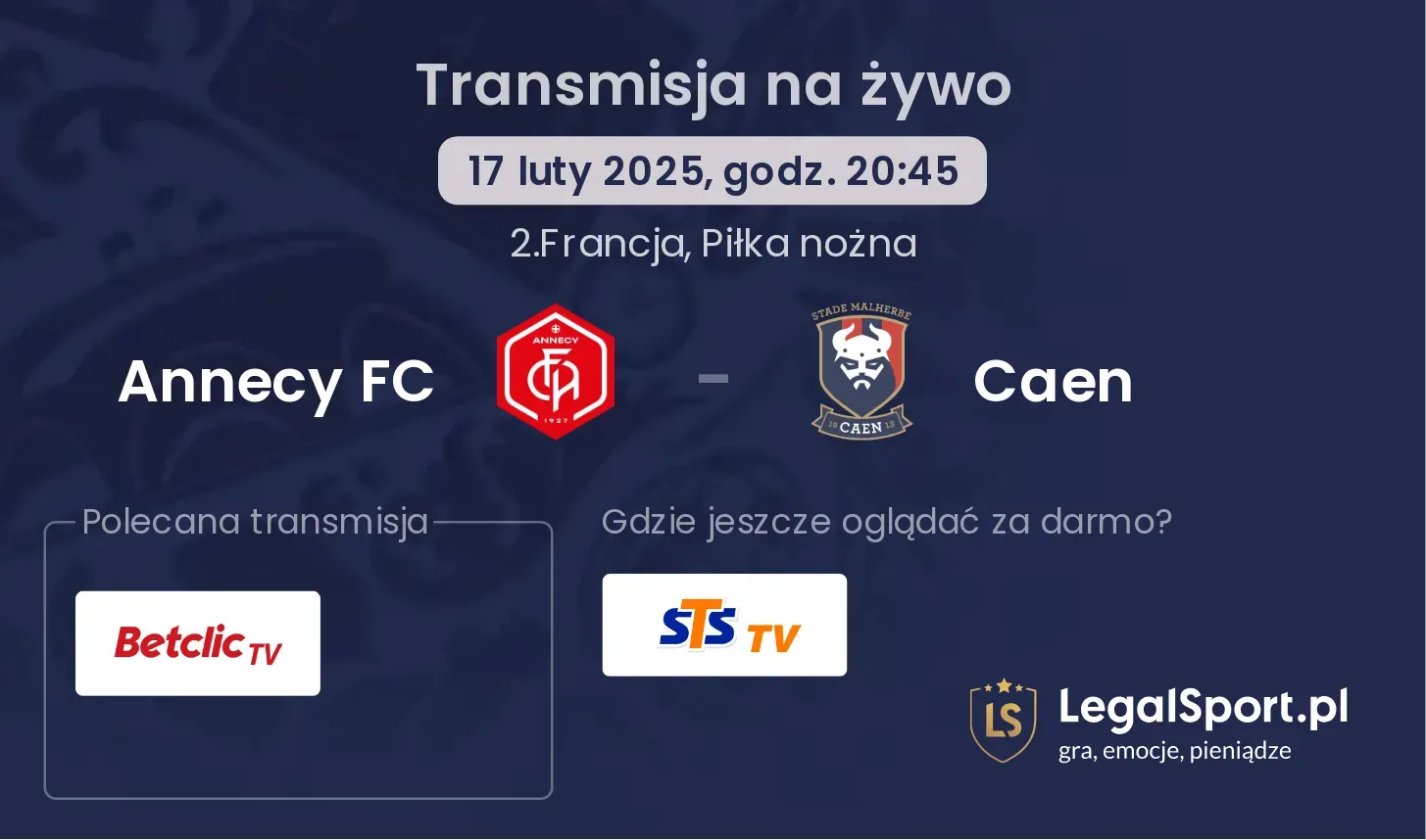 Annecy FC - Caen gdzie oglądać?