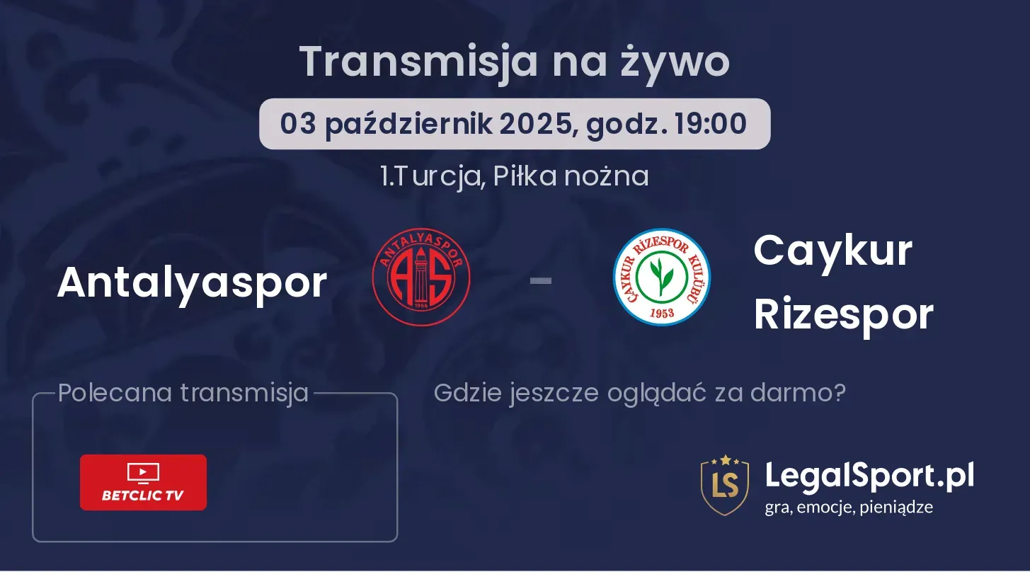 Antalyaspor - Caykur Rizespor transmisja na żywo