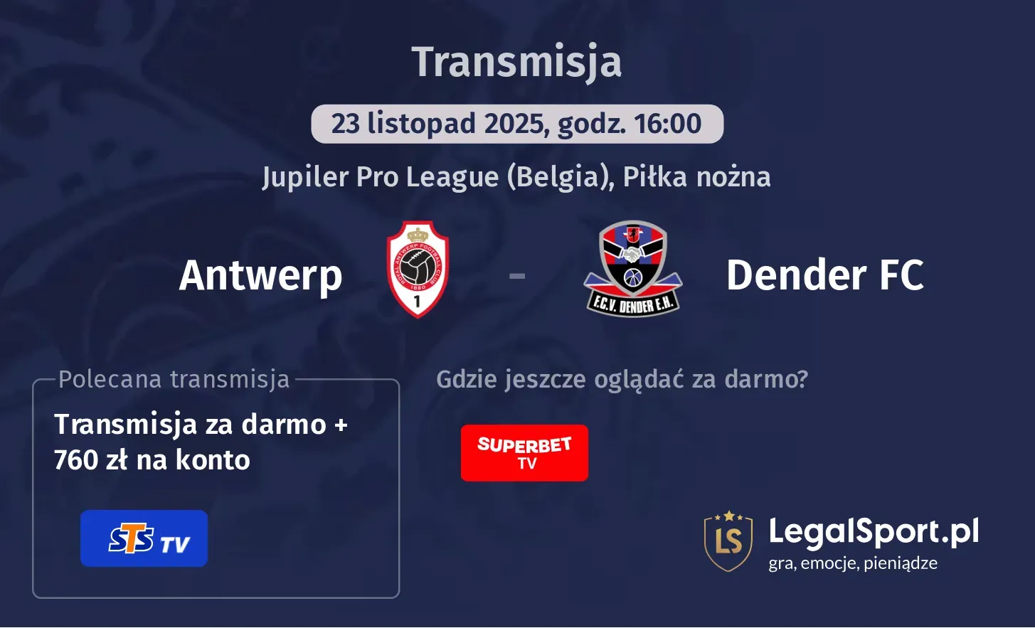 Antwerp - Dender FC Transmisje