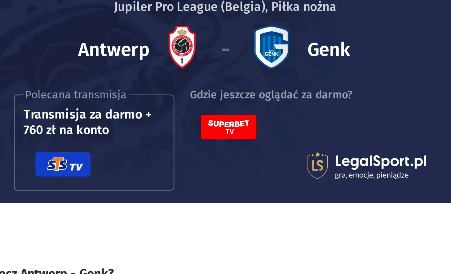 Antwerp - Genk Transmisje