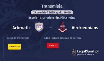 Arbroath - Airdrieonians gdzie oglądać (27.12.2025)