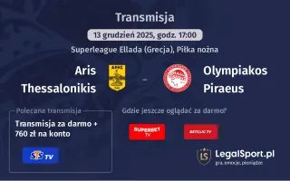 Aris Thessalonikis - Olympiakos Piraeus gdzie oglądać? (13.12)
