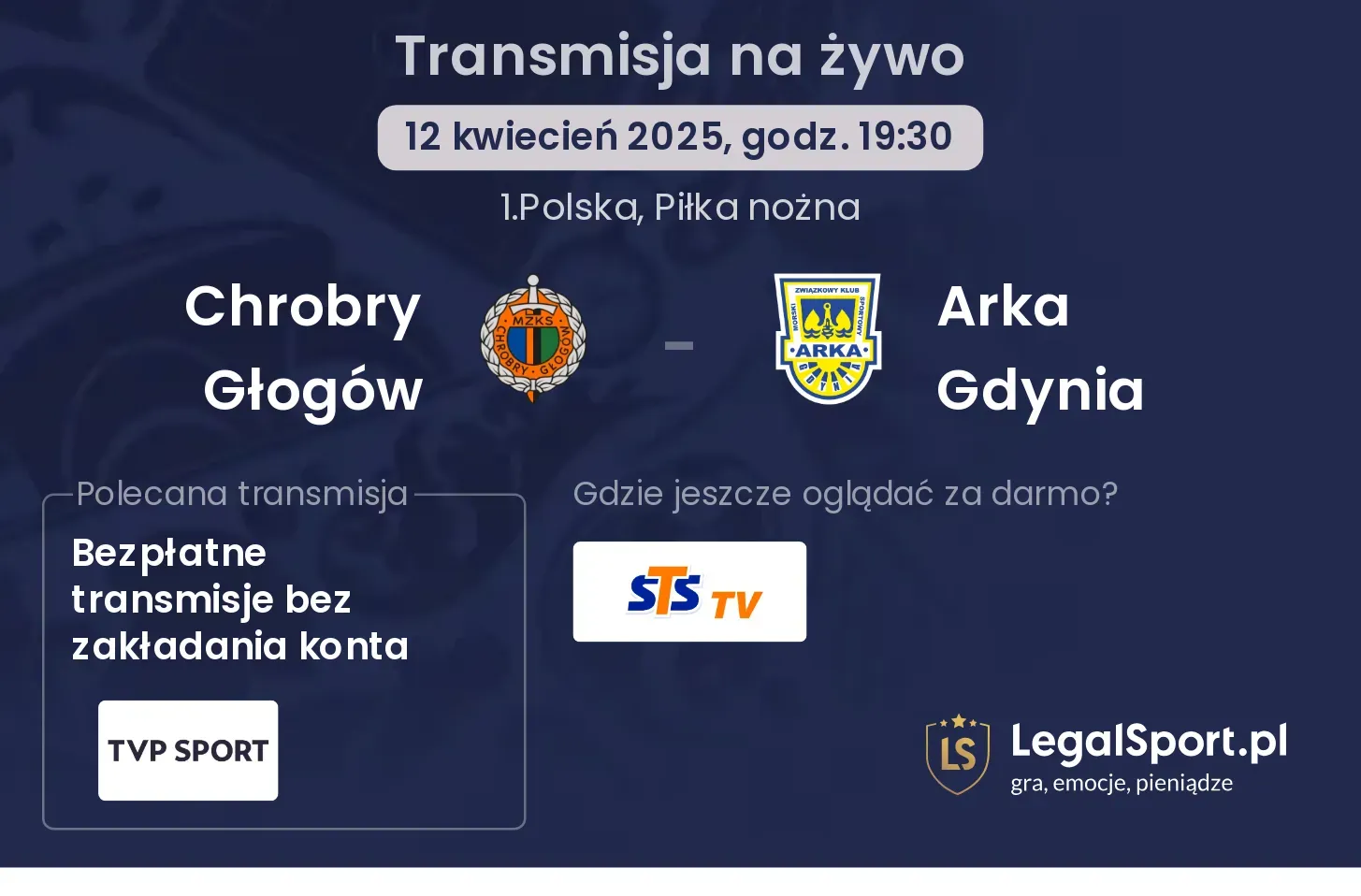 Chrobry Głogów - Arka Gdynia gdzie oglądać?