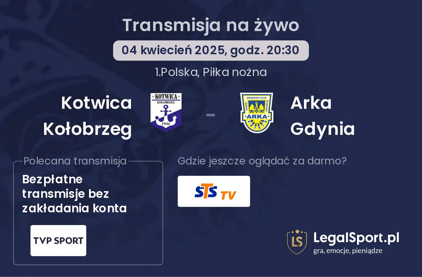 Kotwica Kołobrzeg - Arka Gdynia gdzie oglądać?