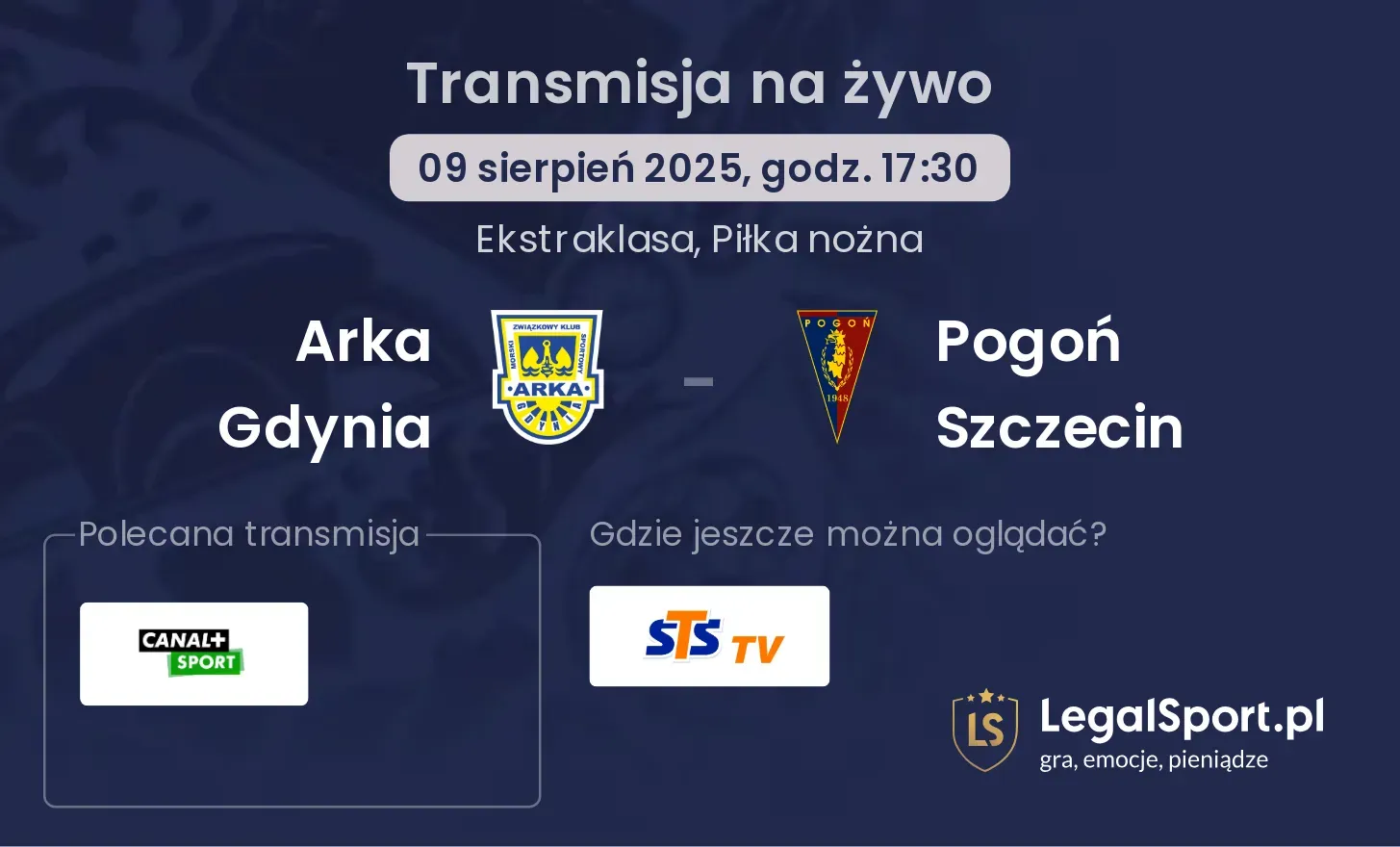 Arka Gdynia - Pogoń Szczecin transmisja na żywo