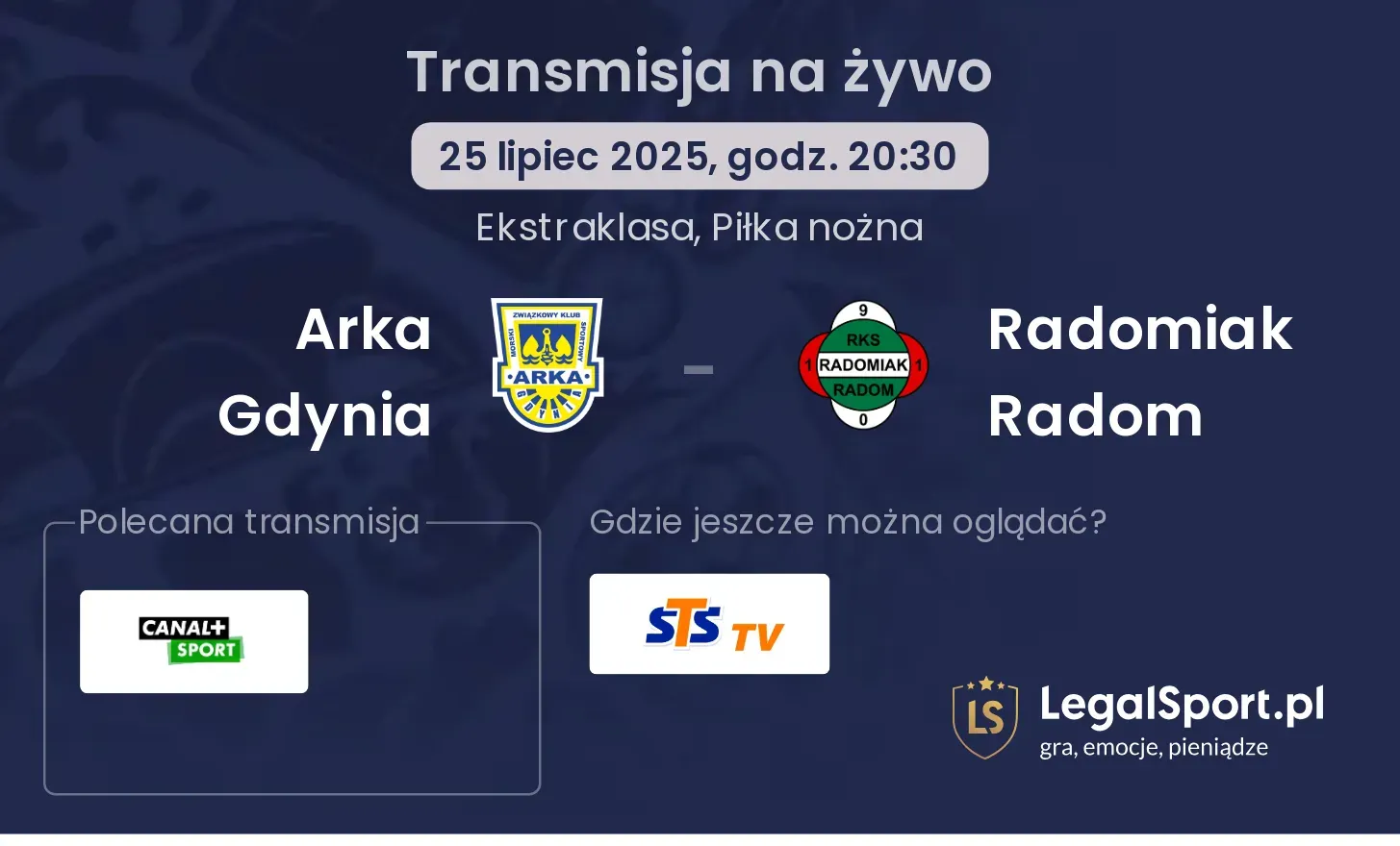 Arka Gdynia - Radomiak Radom gdzie oglądać?