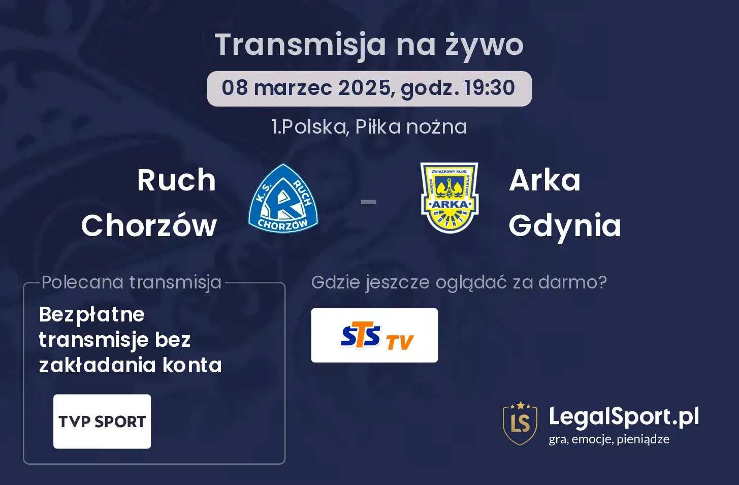 Ruch Chorzów - Arka Gdynia gdzie oglądać?