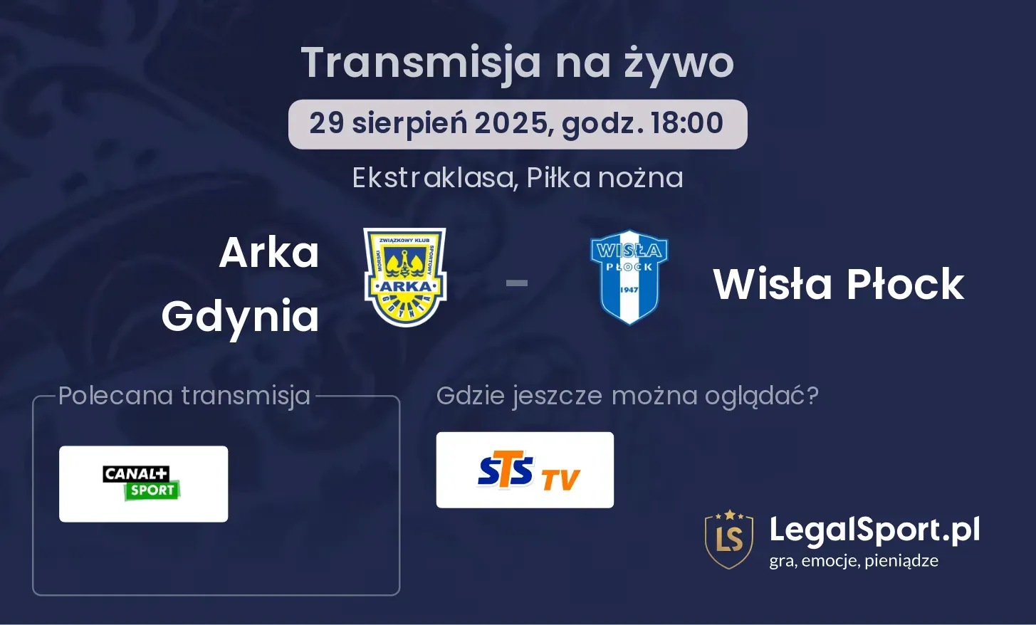 Arka Gdynia - Wisła Płock transmisja na żywo