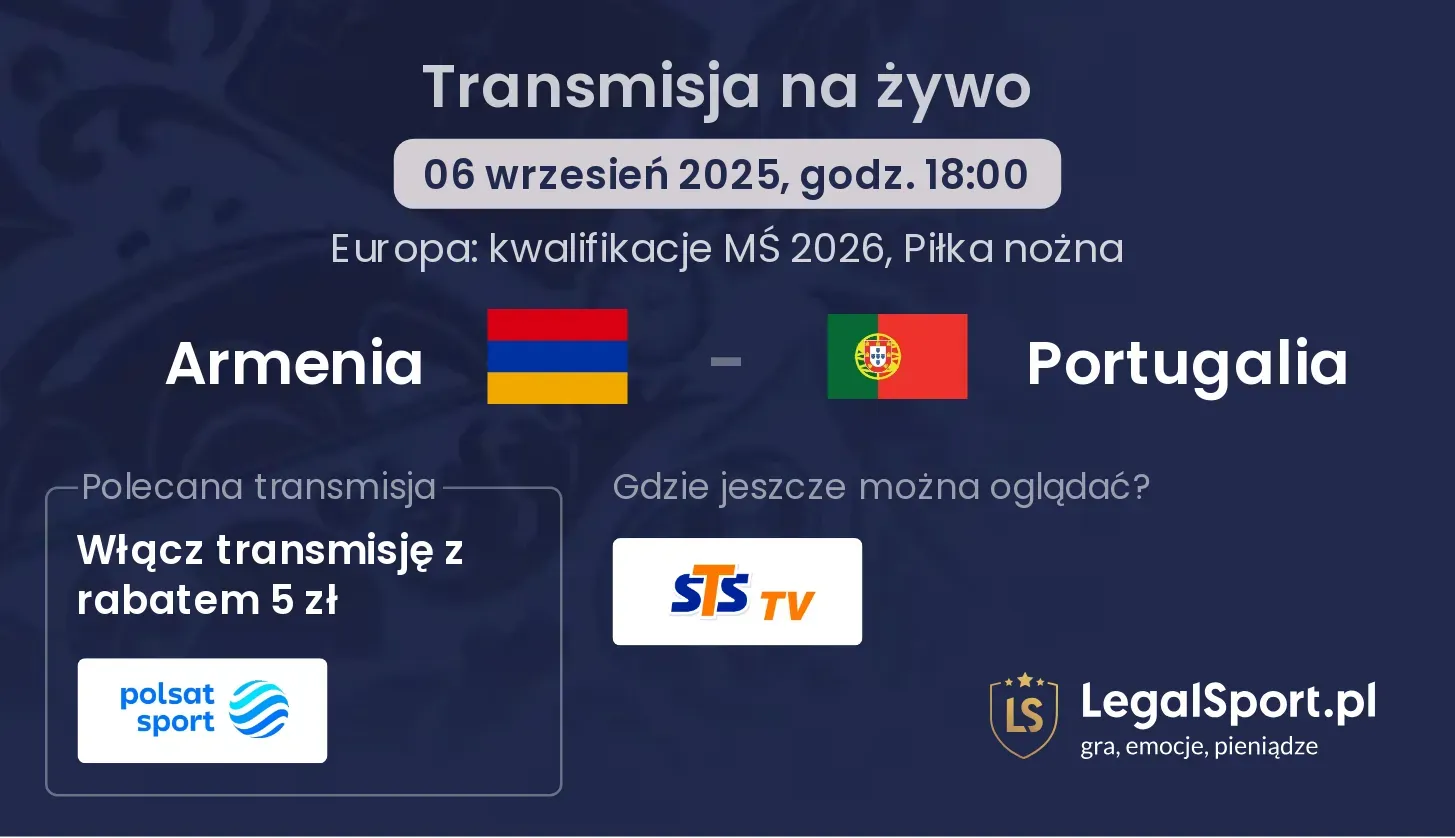 Armenia - Portugalia gdzie oglądać?