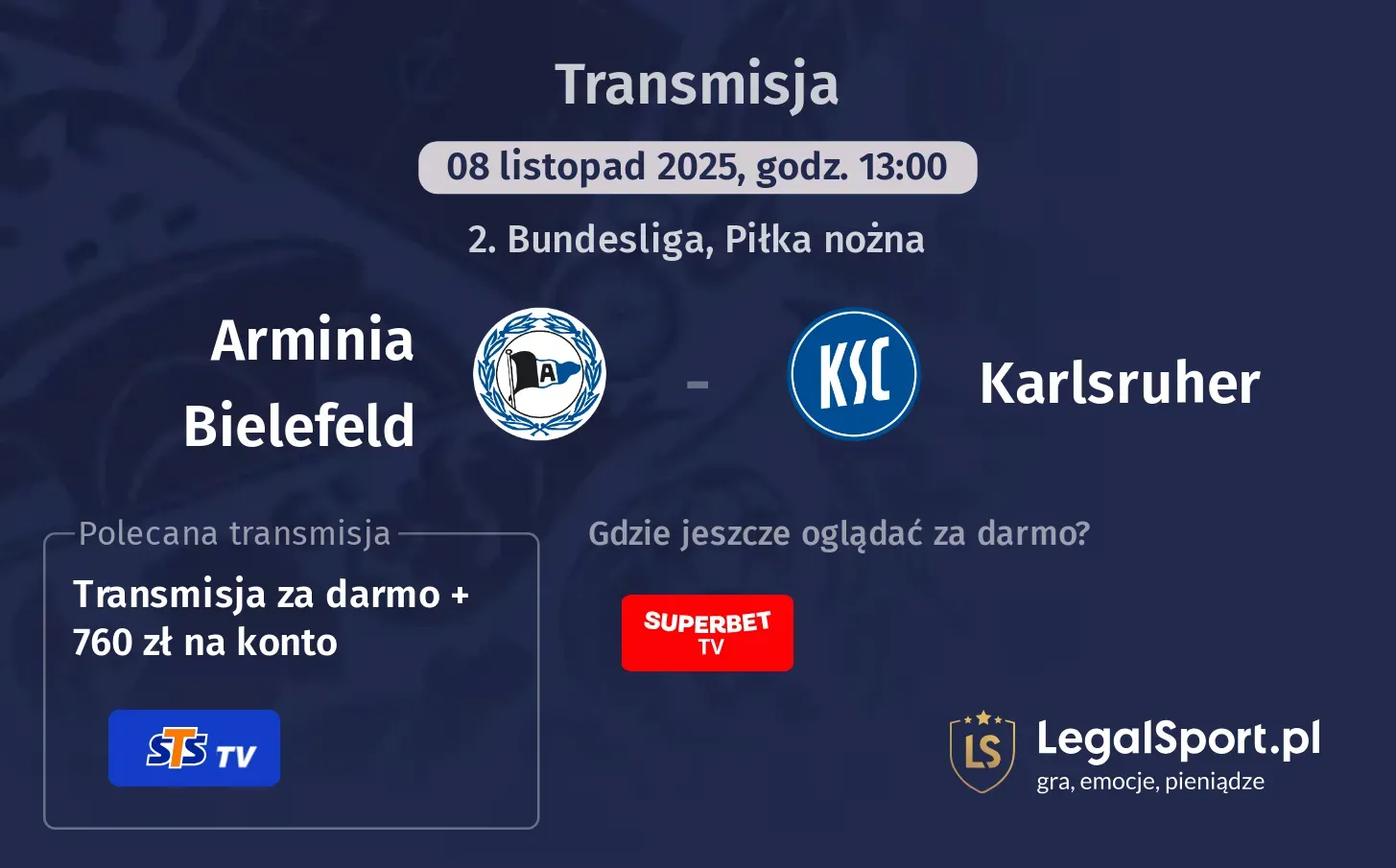 Arminia Bielefeld - Karlsruher Transmisje