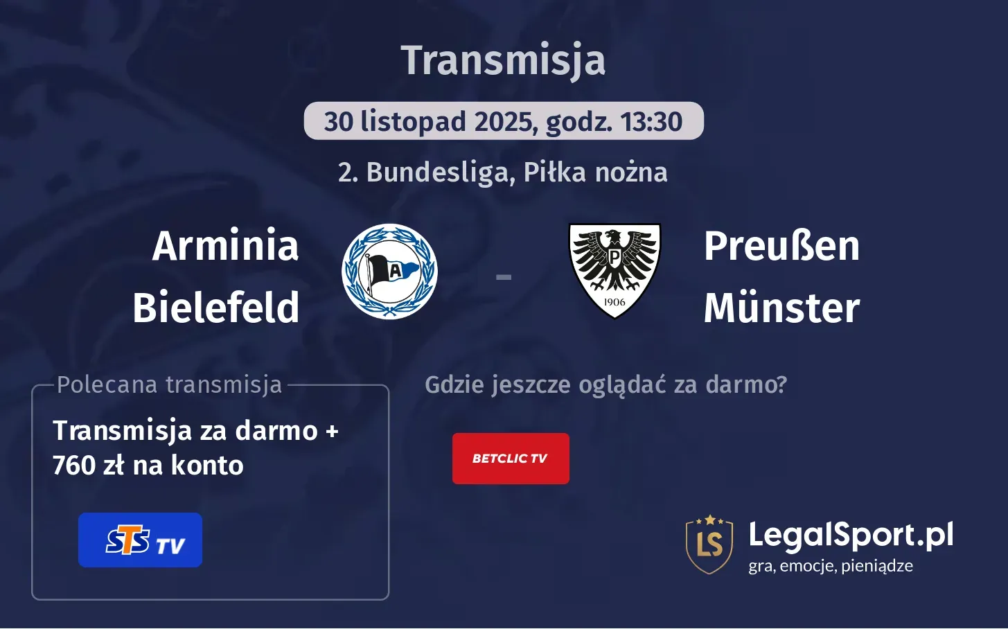 Arminia Bielefeld - Preußen Münster Transmisje