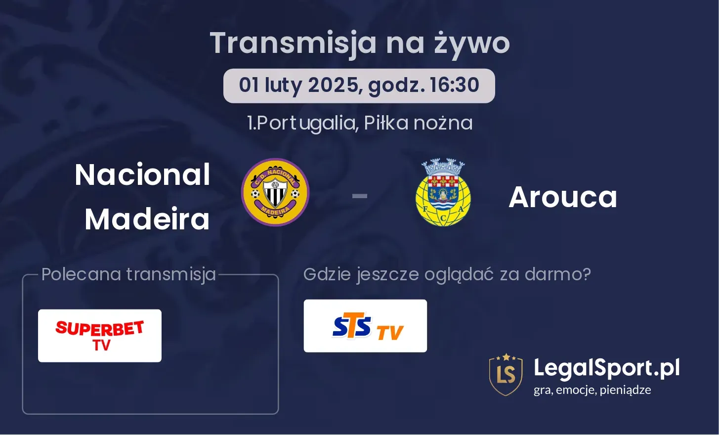 Nacional Madeira - Arouca gdzie oglądać?