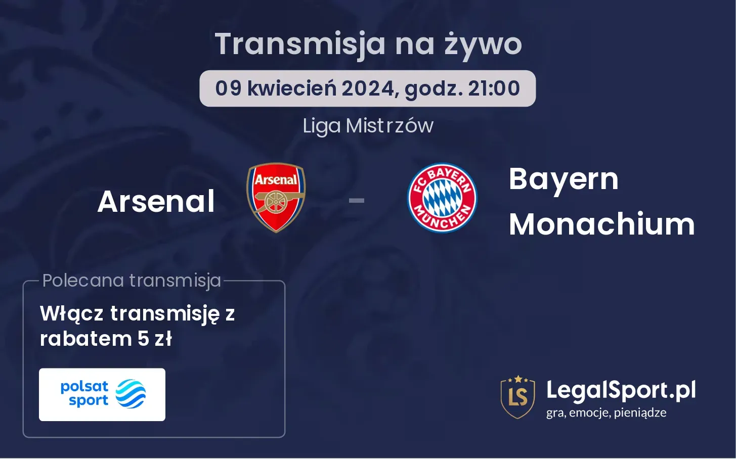 Arsenal - Bayern Monachium transmisja na żywo