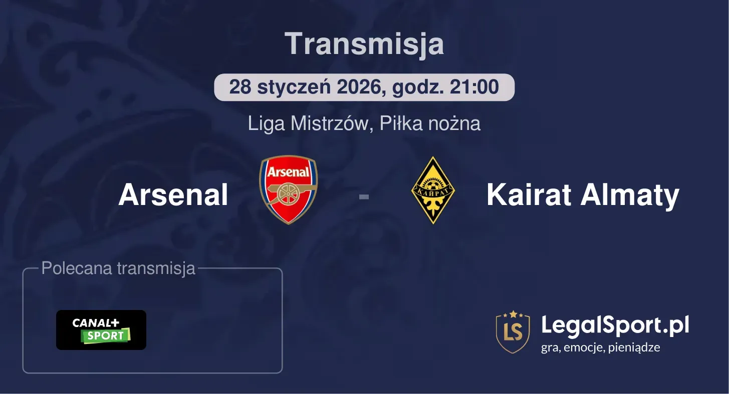 Arsenal - Kairat Almaty Transmisje