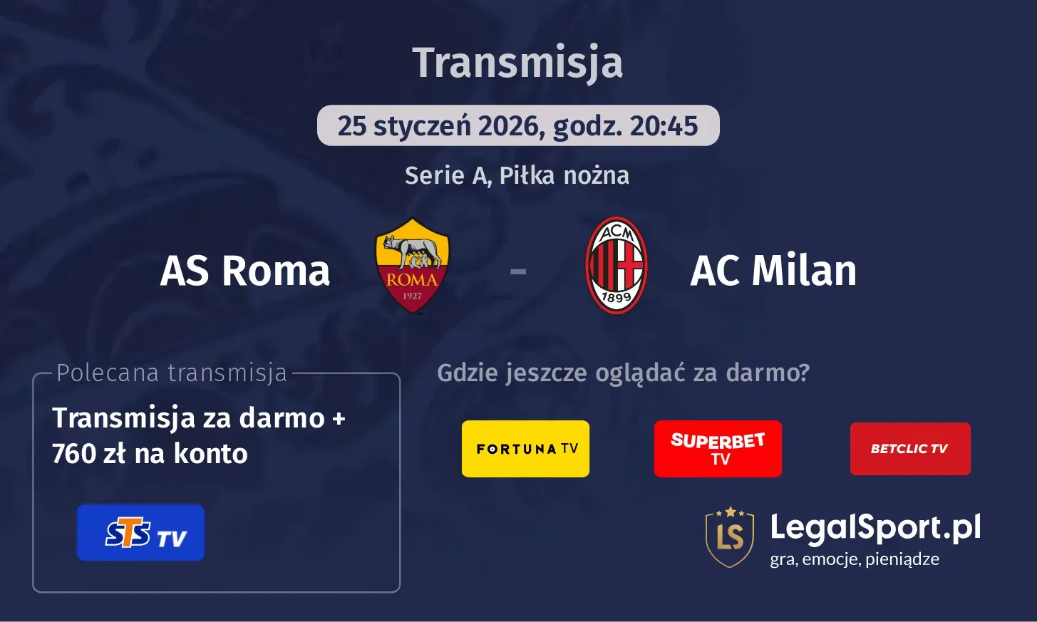 AS Roma - AC Milan Transmisje